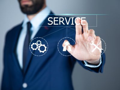man touching service in screen business man touching service in screen